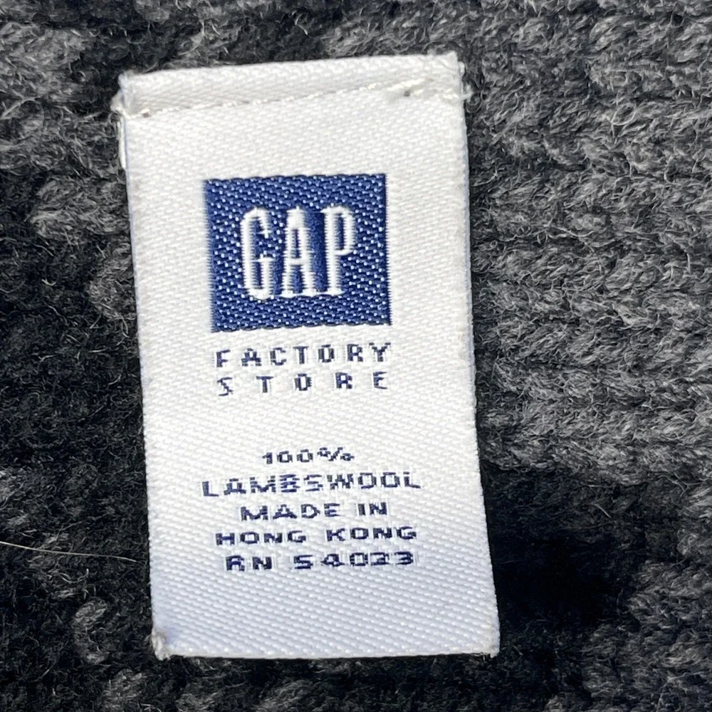 Vintage Y2K Gap Scarf Gray Lambswool Fair Isle Snowflake Knit Winter Accessory